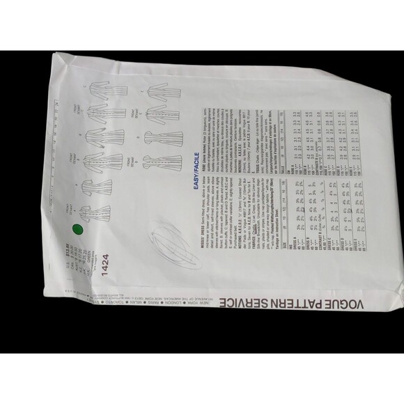 Vtg Vogue Basic Design 1424 Easy Dress in 5 Styles Misses 8-10-12 Pattern cut - Picture 3 of 6